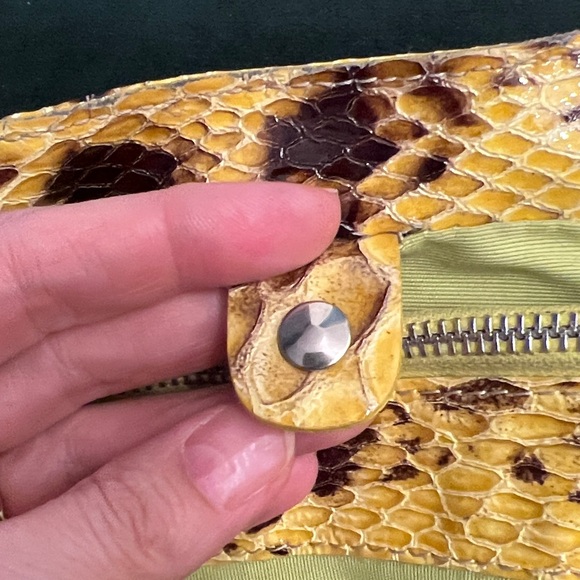 🔥 Vintar Cavalcanti Yellow Snakeskin Italian Leather Chain Tote - Picture 14 of 16
